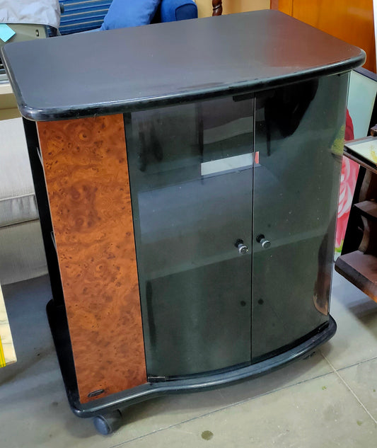 Carrello Porta Tv Nero/radica 2 Ante "sarti" Cm70x47x82h