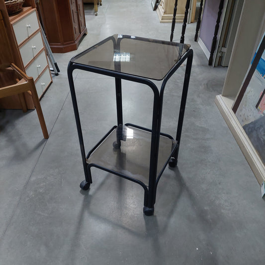 Carrellino Nero Vetro Fumè Cm41x41x74h