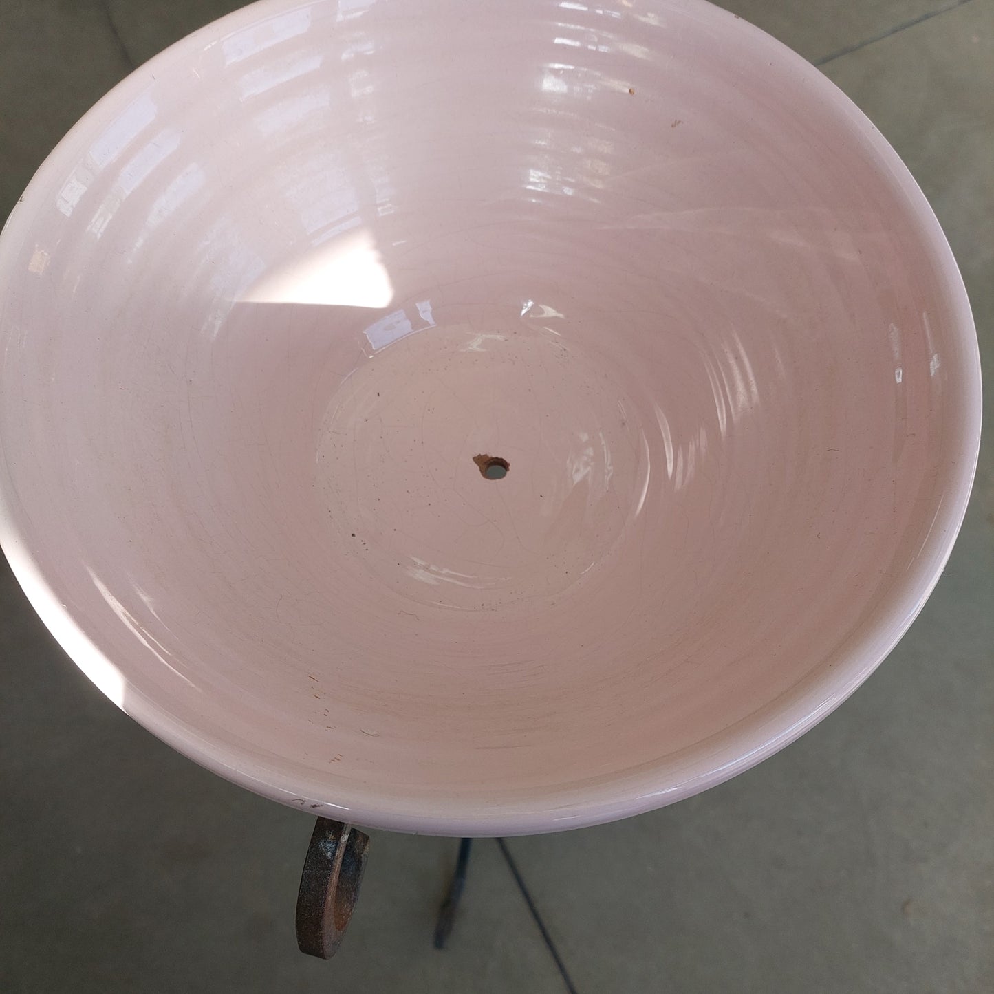 Alzatina Ferro Battuto Portapiante Ceramica Rosa