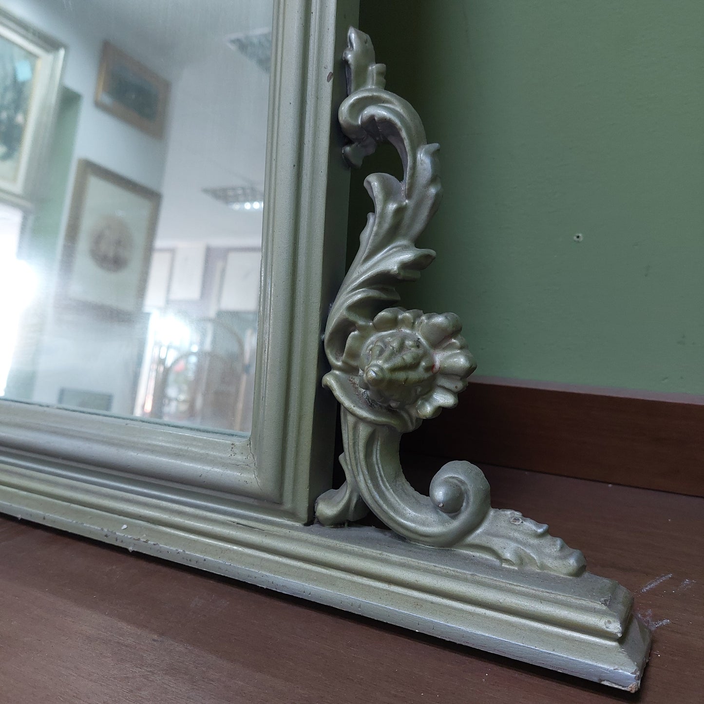 Specchio Cornice Legno St. Barocco Anni 50 Cm118x125