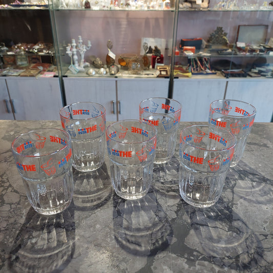 Set/6 Bicchieri Vetro Pubblicitari Estathe Vintage