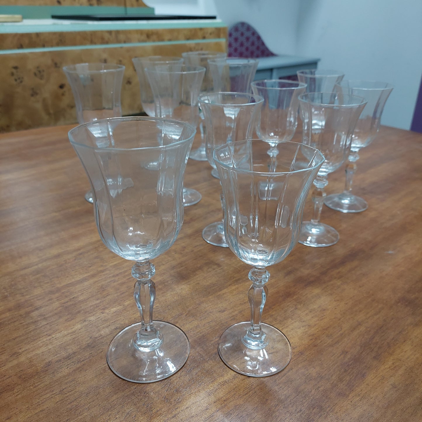 Set/12 Calici Vetro Sfaccettato (6 Acqua + 6 Vino)