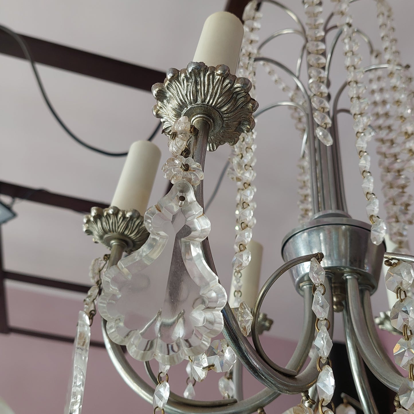 Lampadario Alpacca Gocce E Brindoli 6/l
