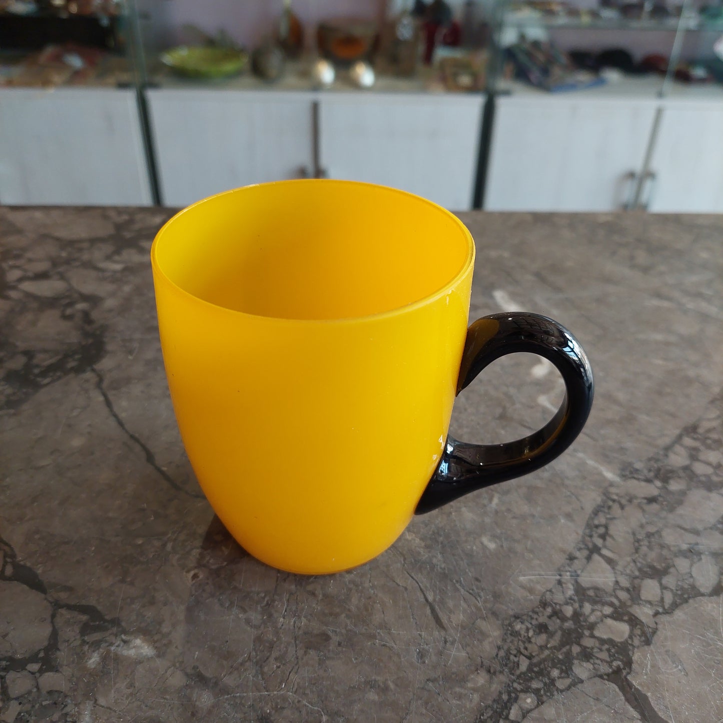 Tazza Vetro Di Murano Giallo14 Manico Nero