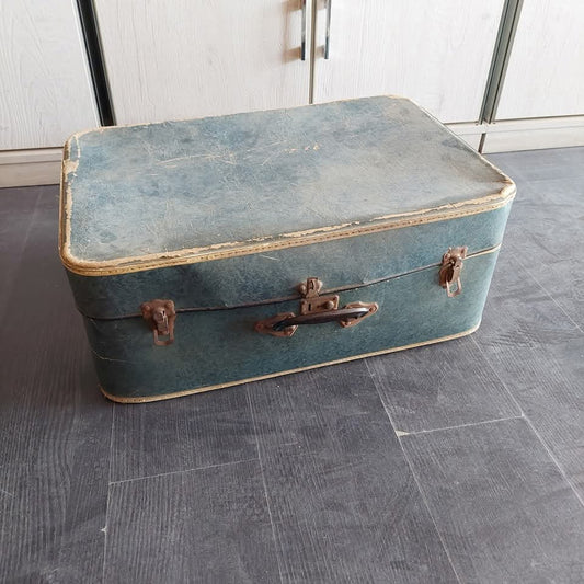 Valigia Di Cartone Vintage Blu Cm63x43x25h