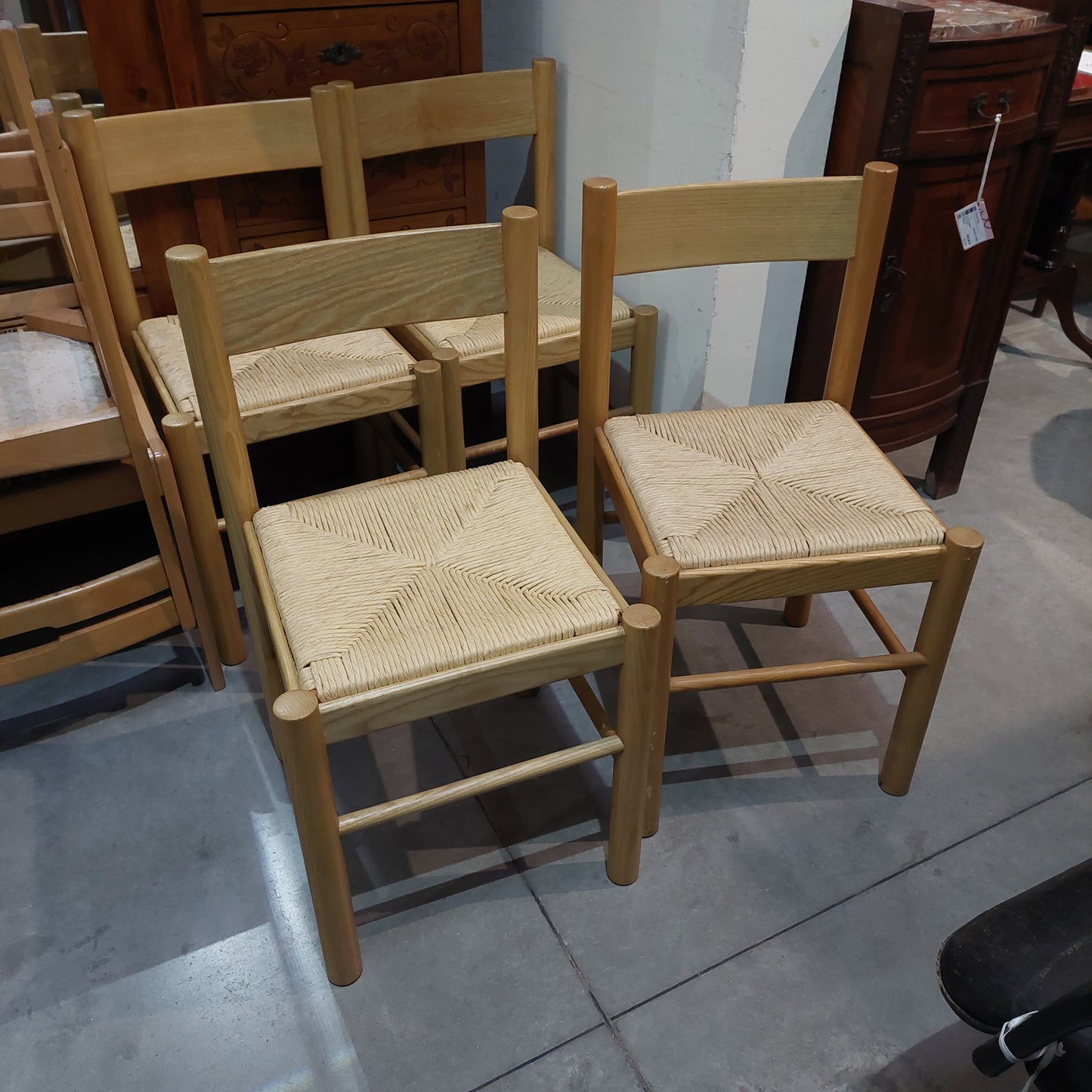 Set/4 Sedie Legno Frassino Imb. Paglia