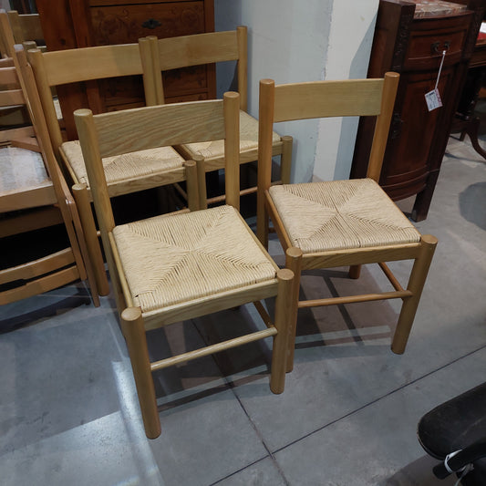 Set/4 Sedie Legno Frassino Imb. Paglia