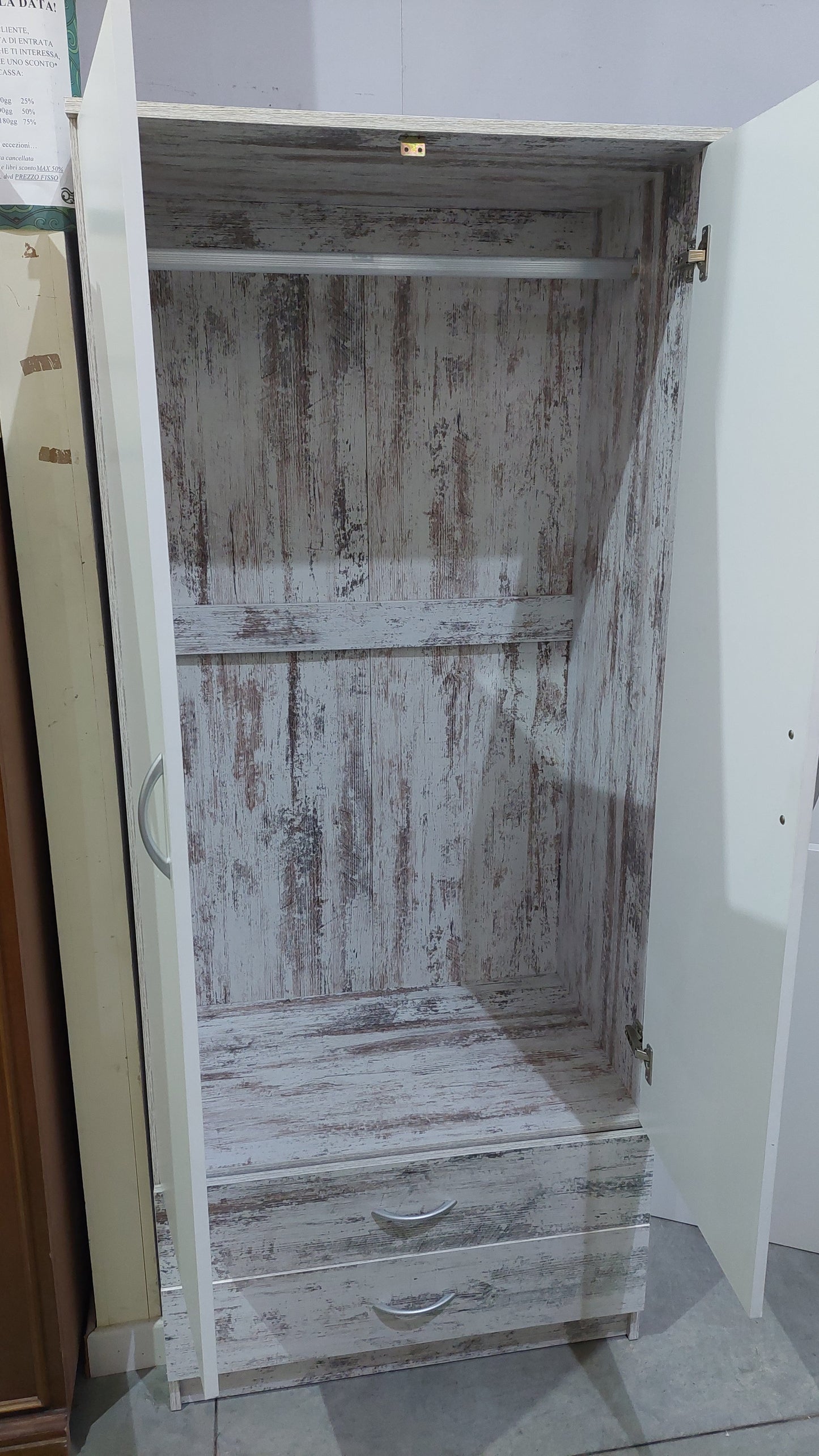 Armadio Bicolore 2/ante 2/cassetti Cm218x96x77h