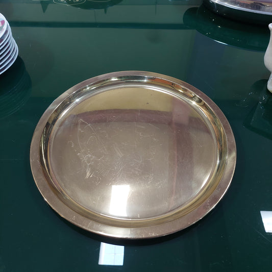 Vassoio Tondo Ottone* Fatto A Mano Cassetti D35