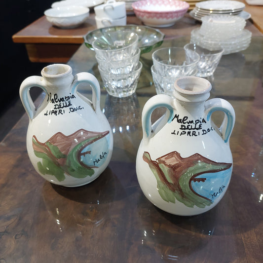 Coppia Anfore Ceramica "malvasia Delle Lipari D.o.c."
