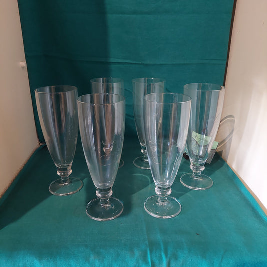 Set/6 Calici Alti In Vetro Per Birra