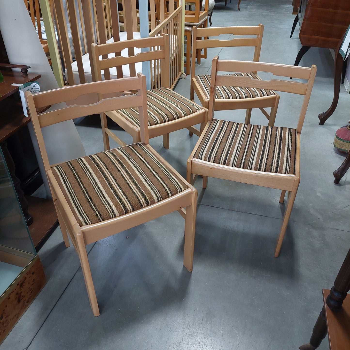 Set/4 Sedie Legno Frassino Imb. Righe