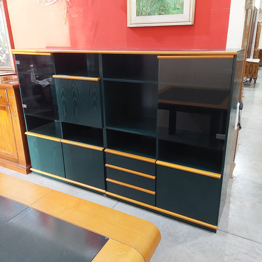 Vetrina Legno Verde/acero Cm208x45x140h