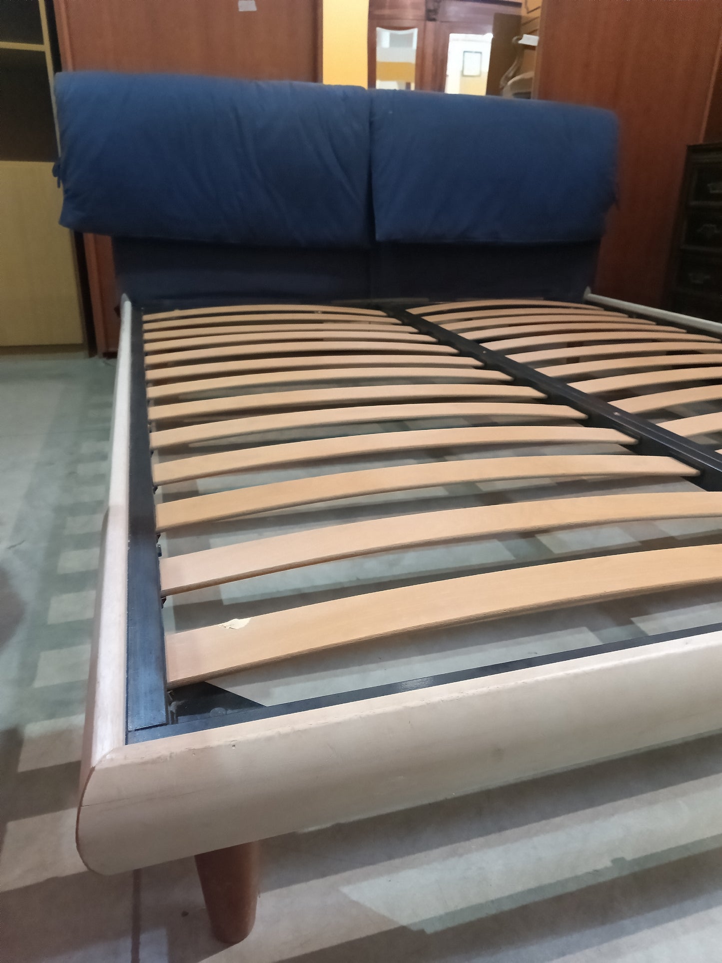 Letto Matrimoniale Legno Testata Blu Cm177x210x94h