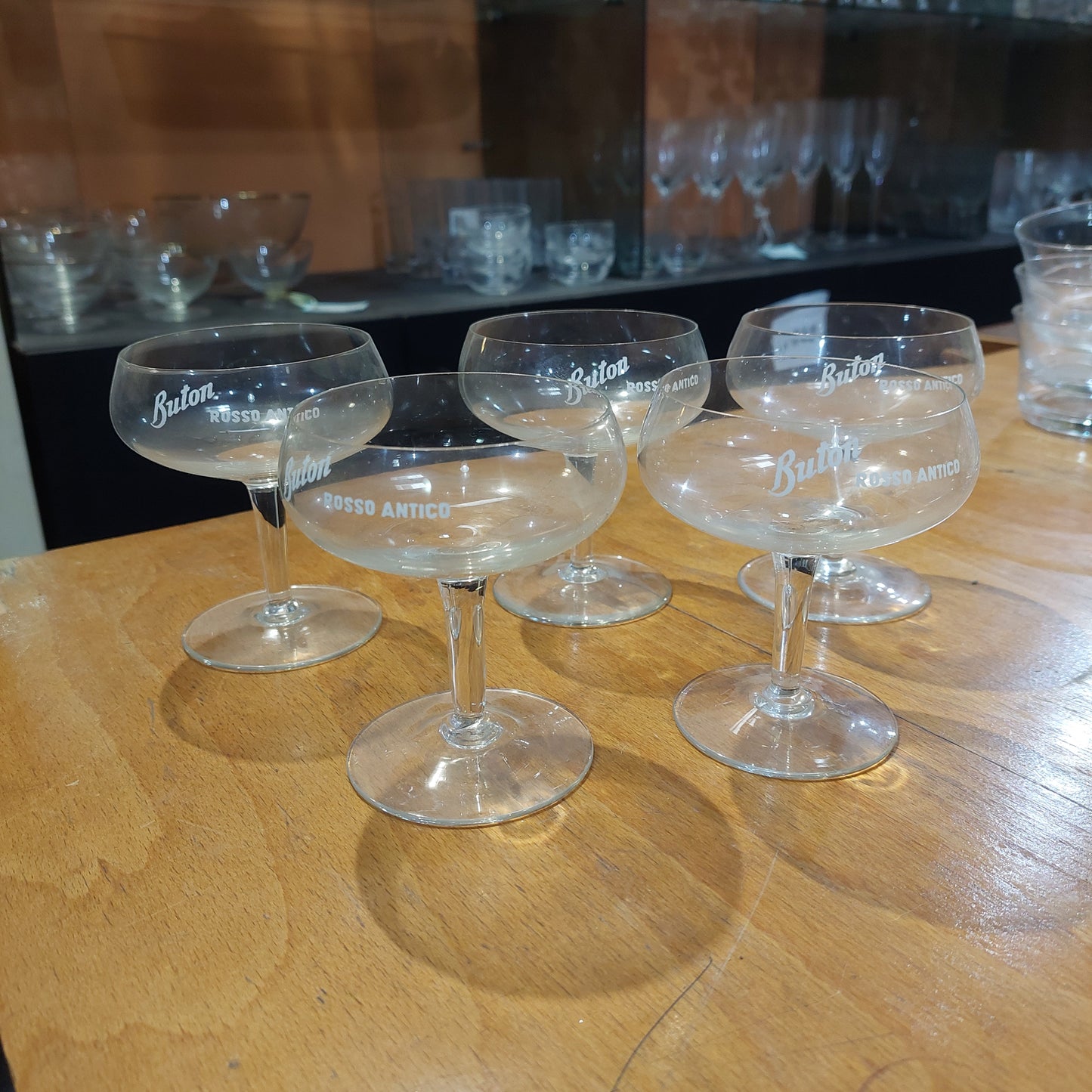 Set/5 Calici Cristallo Buton Rosso Antico Vintage