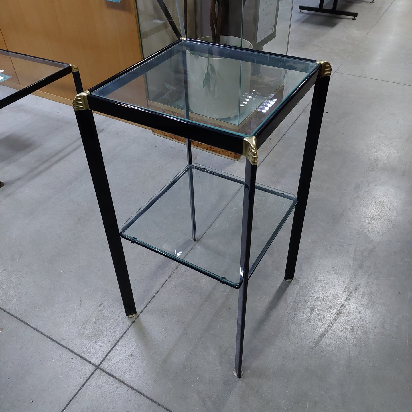 Tavolino Alto Metallo Nero Anni 70 Bontempi Cm40x40x73h