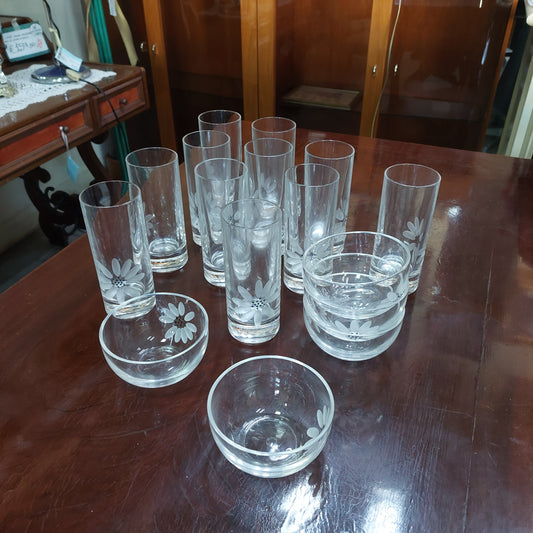 Set/11 Bicchieri Bibita + 5 Coppette Cristallo