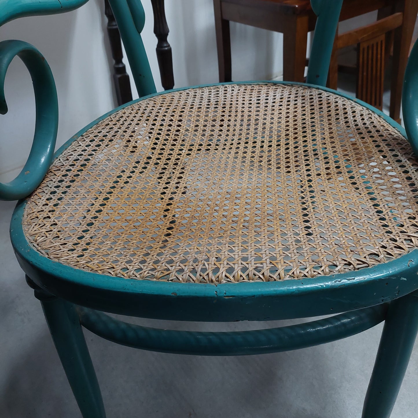 Poltroncina* Blu St. Thonet Paglia Di Vienna