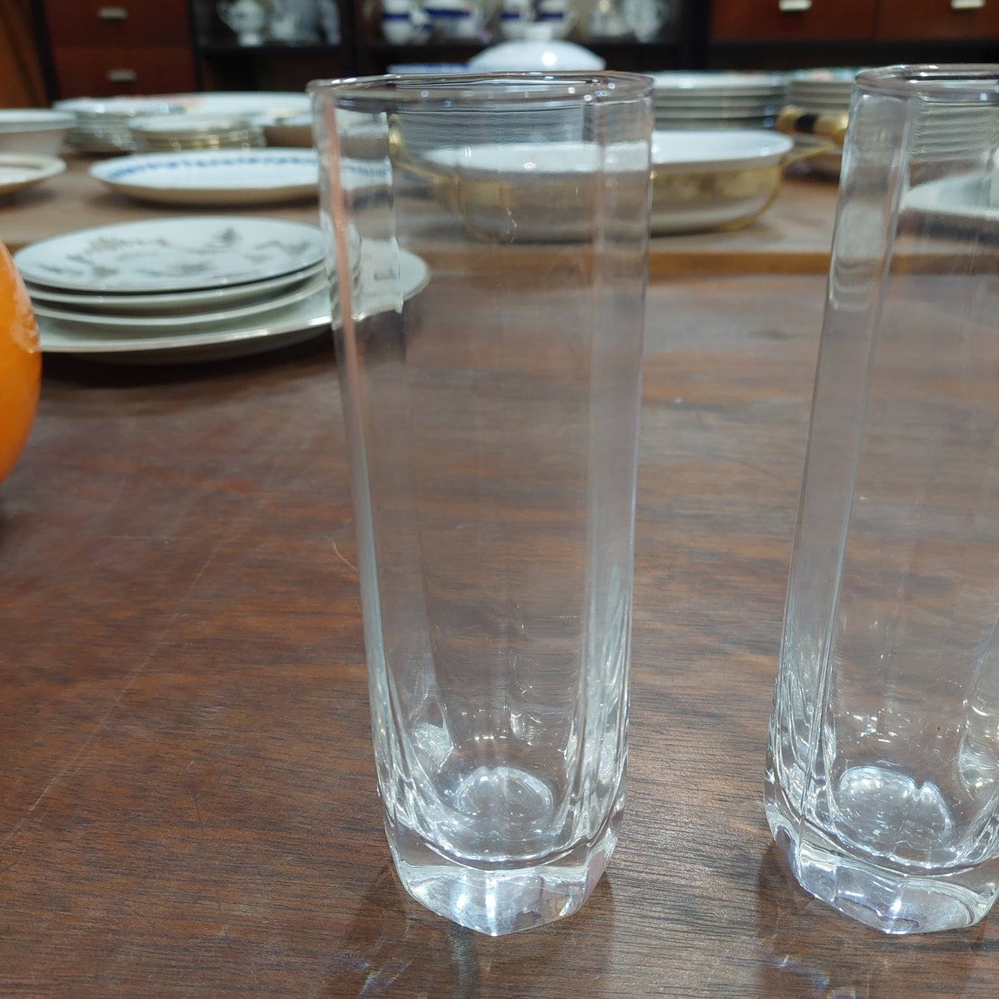 Set/6 Bicchieri Alti Cristallo Sfaccettato Ottagonale