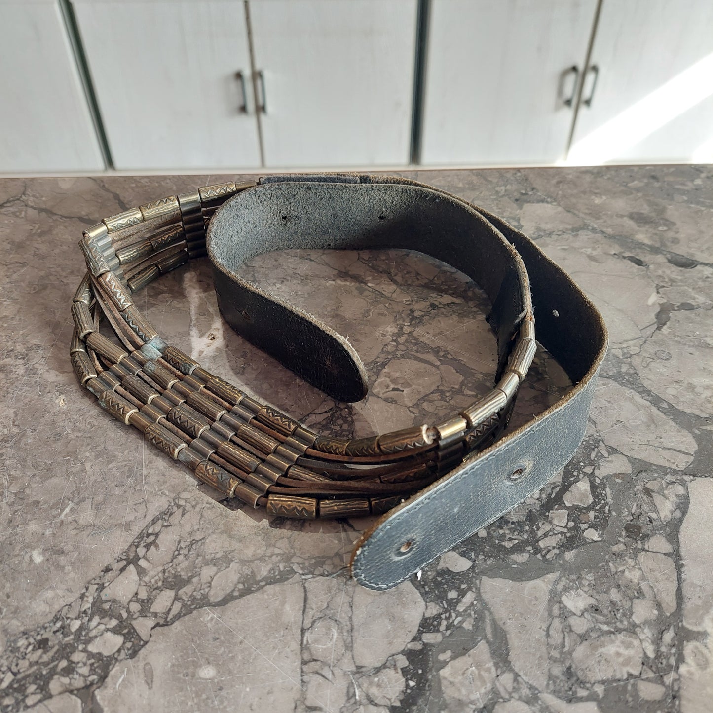 Cintura* Etnica Cuoio E Ottone Vintage