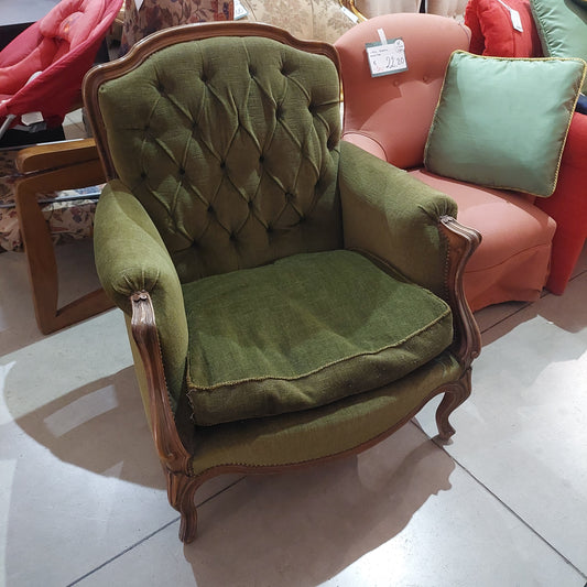 Poltrona Legno/velluto Verde Stile Barocco