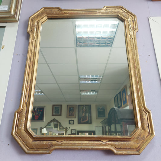 Specchio Cornice "a Vassoio" Legno Foglia Oro '800