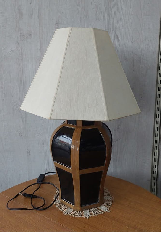 Lume Ceramica Nera/oro Paralume Sfaccettato