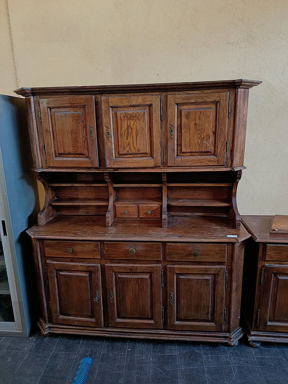 Credenza * Con Piattaia In Castagno Stile Country 5/c 6/a Cm175x49x195h