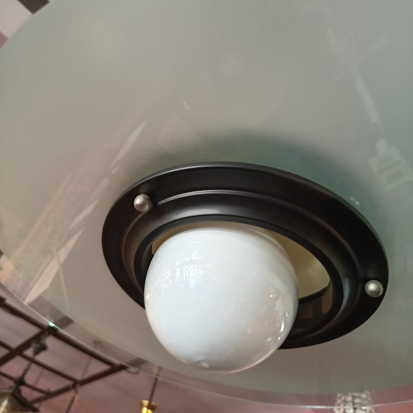 Lampadario Disco Vetro Vintage 1/luce