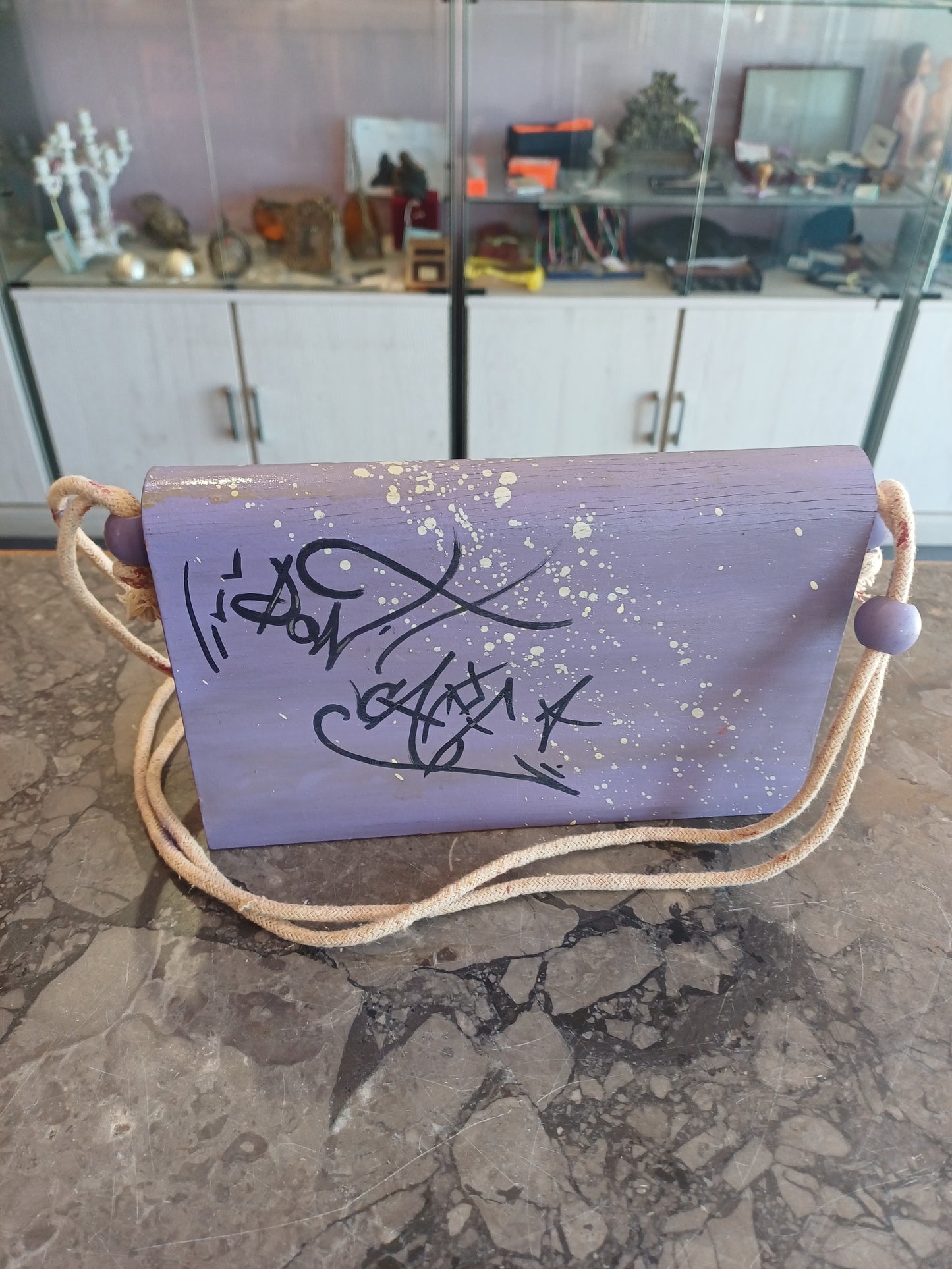 Borsetta* Lilla Foglio Di Legno Graffiti