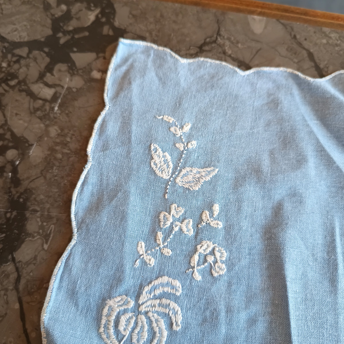 Set/tovaglietta Azzurro Lino Ricam. Cm63x37 + 6 Tovaglioli