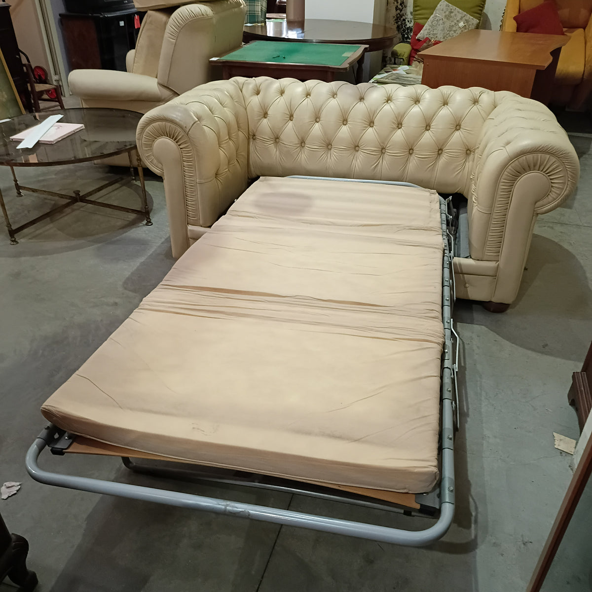 Divano Letto Chester Pelle * Beige Cm176x95x75