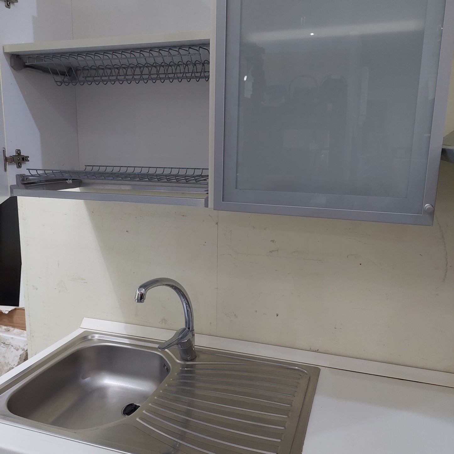 Cucina Lineare Bicolore Bianca/wenge Cm300