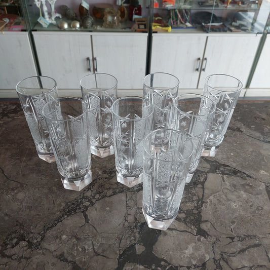Set/8 Bicchieri Whiskey Cristallo Molato Anni 50