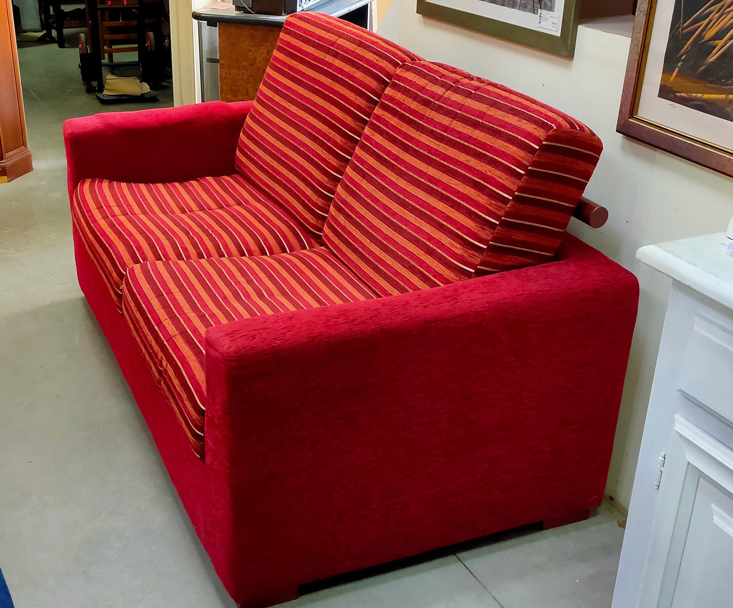 Divano 2 Posti Bordeaux E Righe Cm160x85x90h