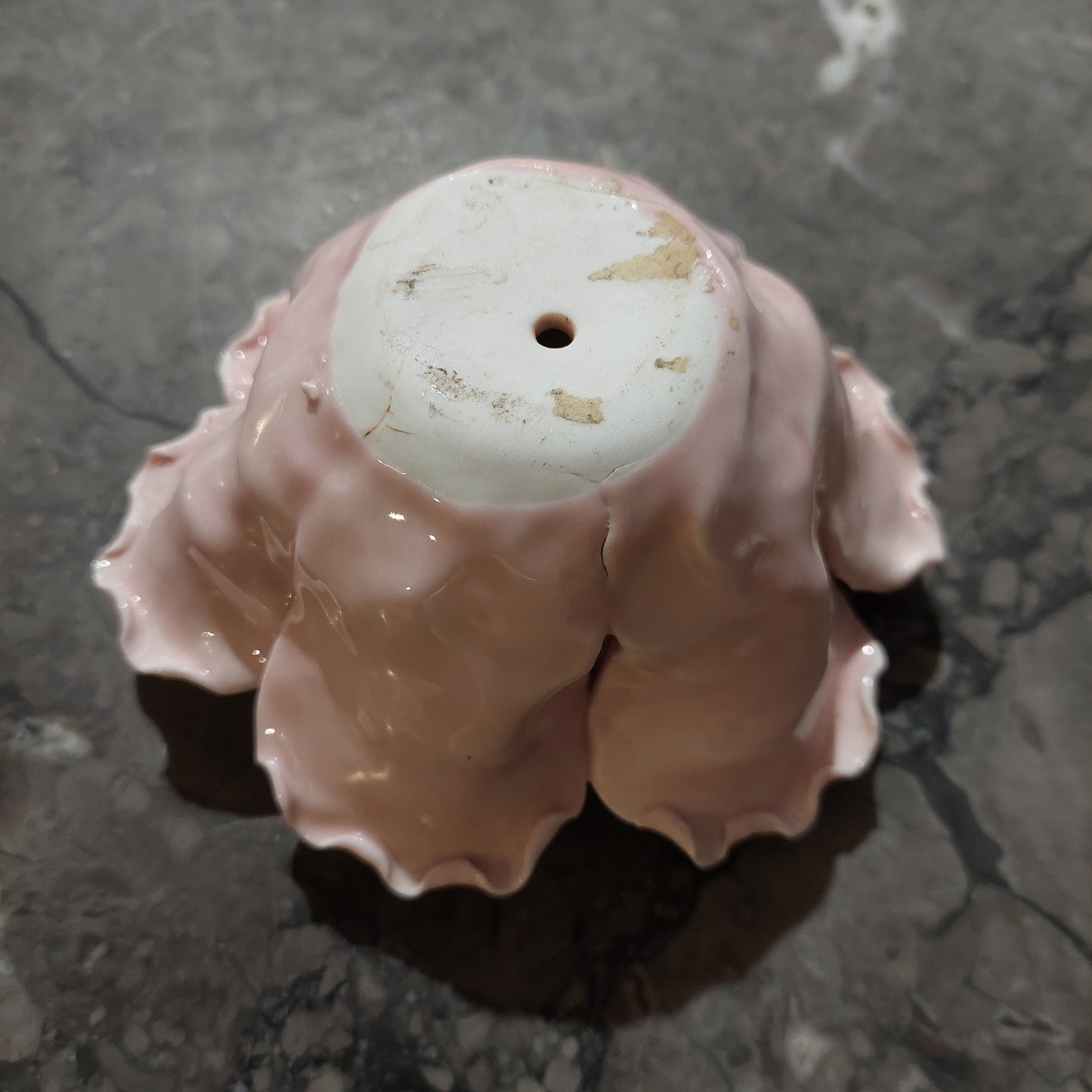 Portacandela Rosa In Ceramica