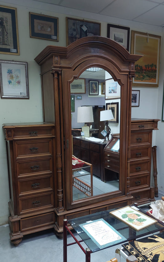 Armadio* Noce Fine '800 13/c 1/a C/specchio Cm221x65x240h