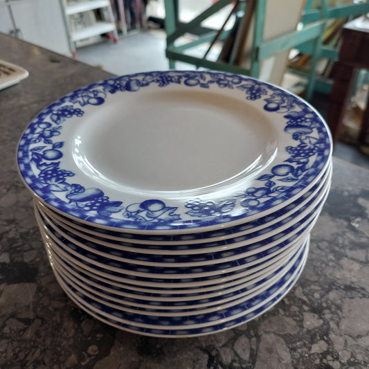 Set/12 Piatti Decoro Frutta Porcellana Wiesen
