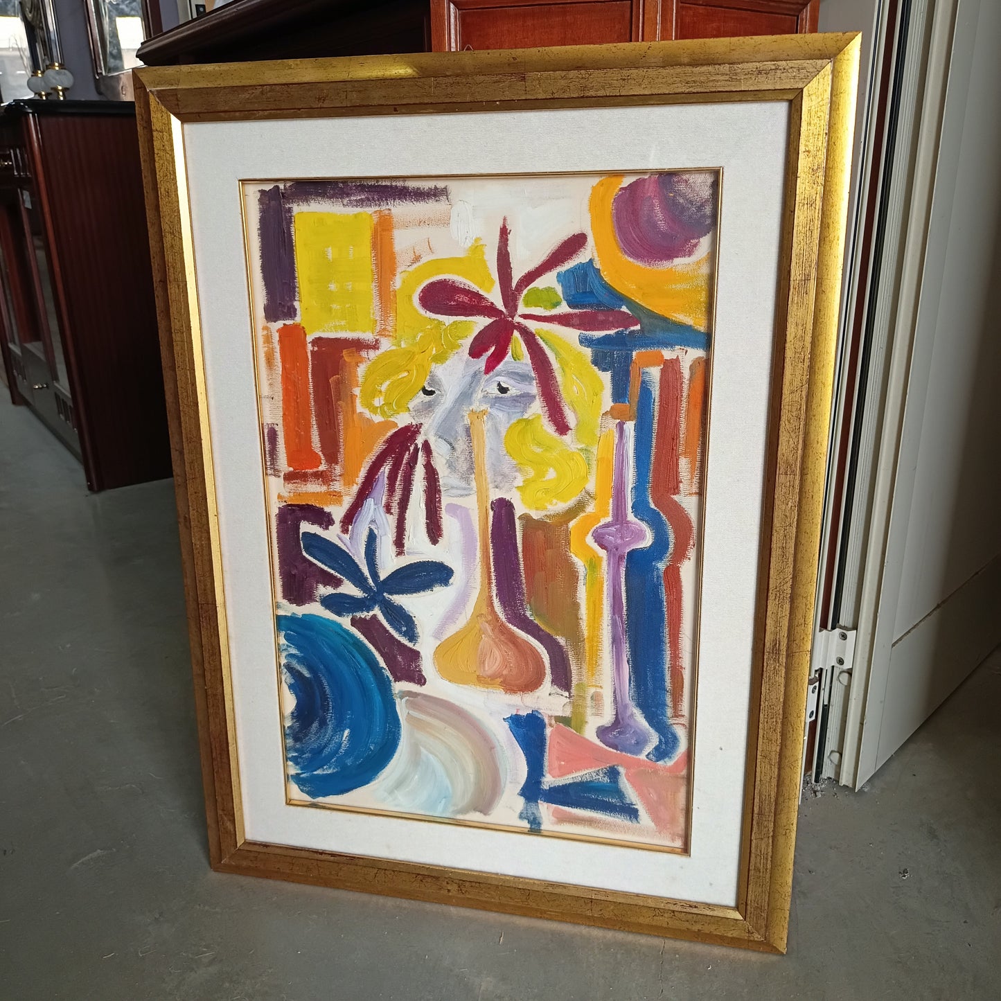 Q/ Astratto Vaso Con Volto Cm57x77