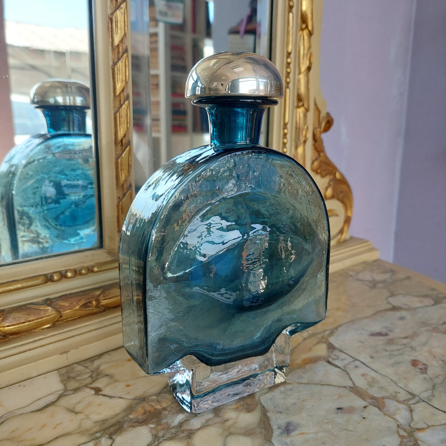 Bottiglia Vetro Vintage Tappo Argento