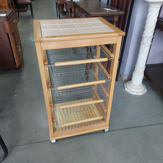 Carrellino 4 Cestini "le Idee Legno" Cm48x38x84,5h