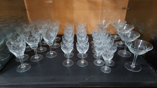 Set/44 Calici Cristallo Molato Anni 50