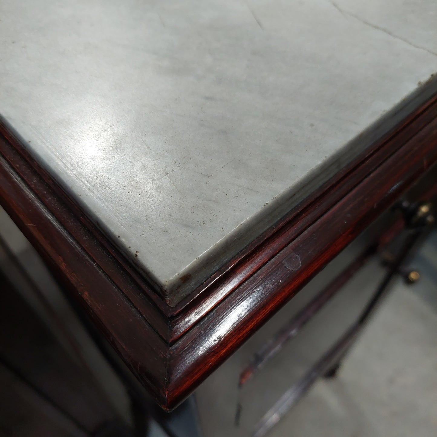 Comodino Antico Legno/marmo 1/c 1/s Cm42x31x122h