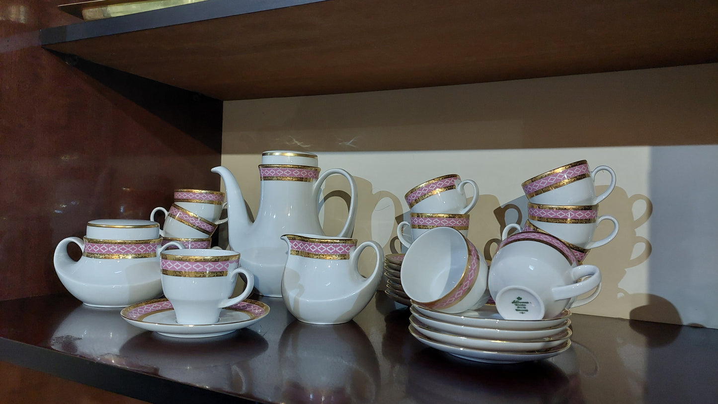 57951 Serv/caffe' Porc Bavaria Bordo Oro/rosa 12tazzine