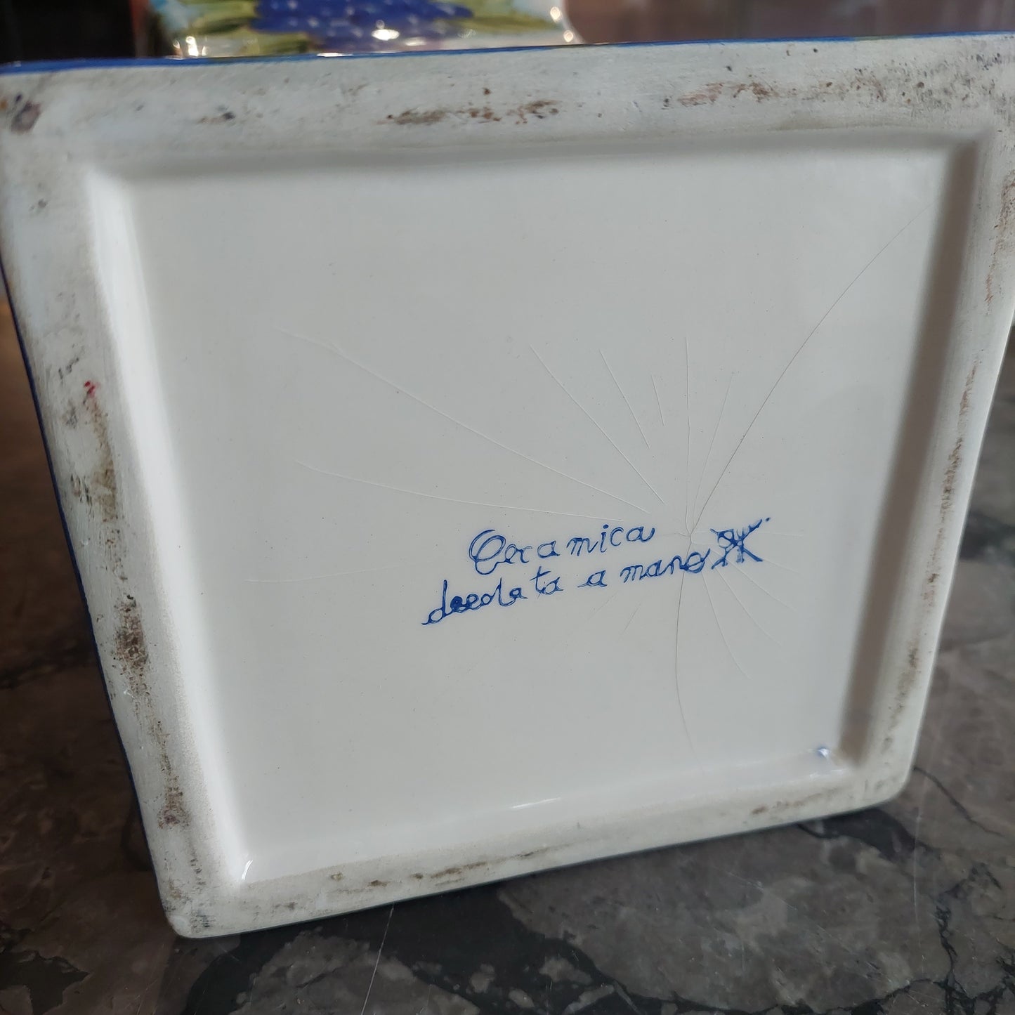 Vaso Ceramica Decorata A Mano Limoni E Uva