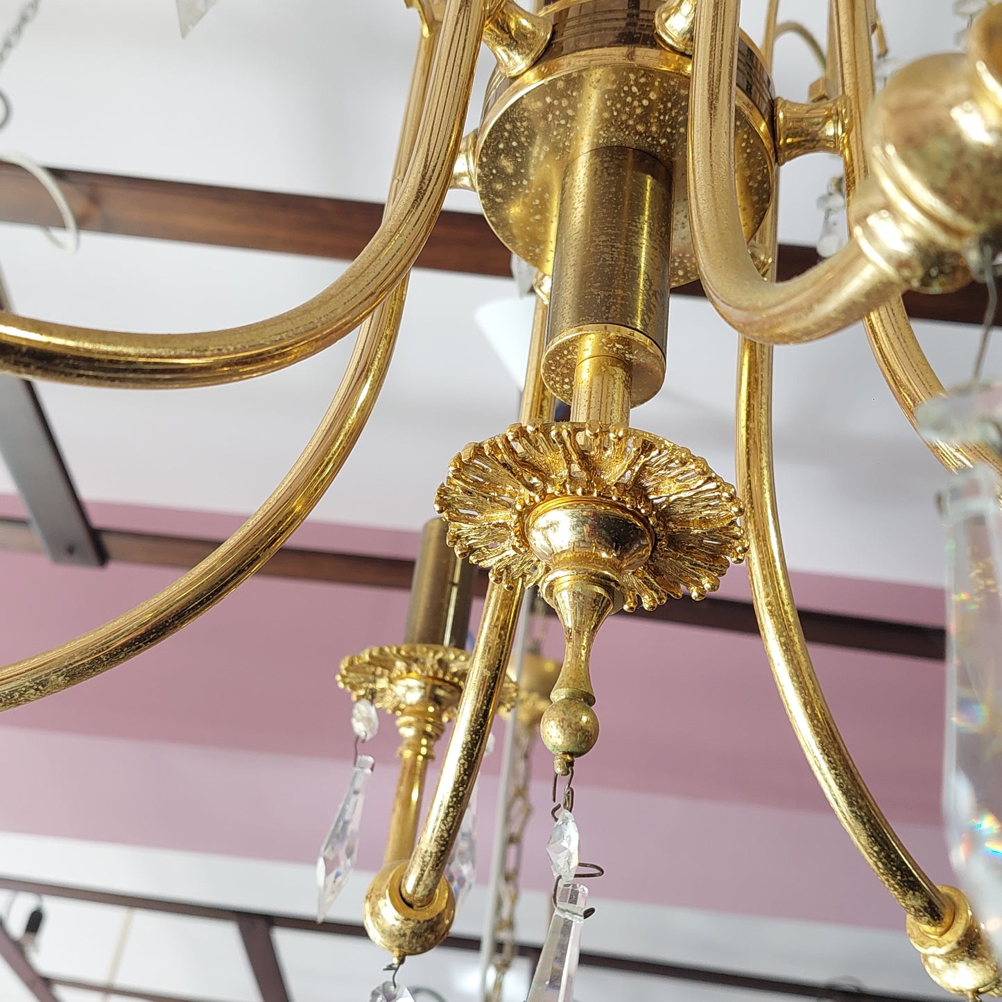 Lampadario * Dorato Gocce Cristallo 6/l