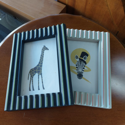 Set/2 Mini Quadretti Stampe Animali Cm14x19