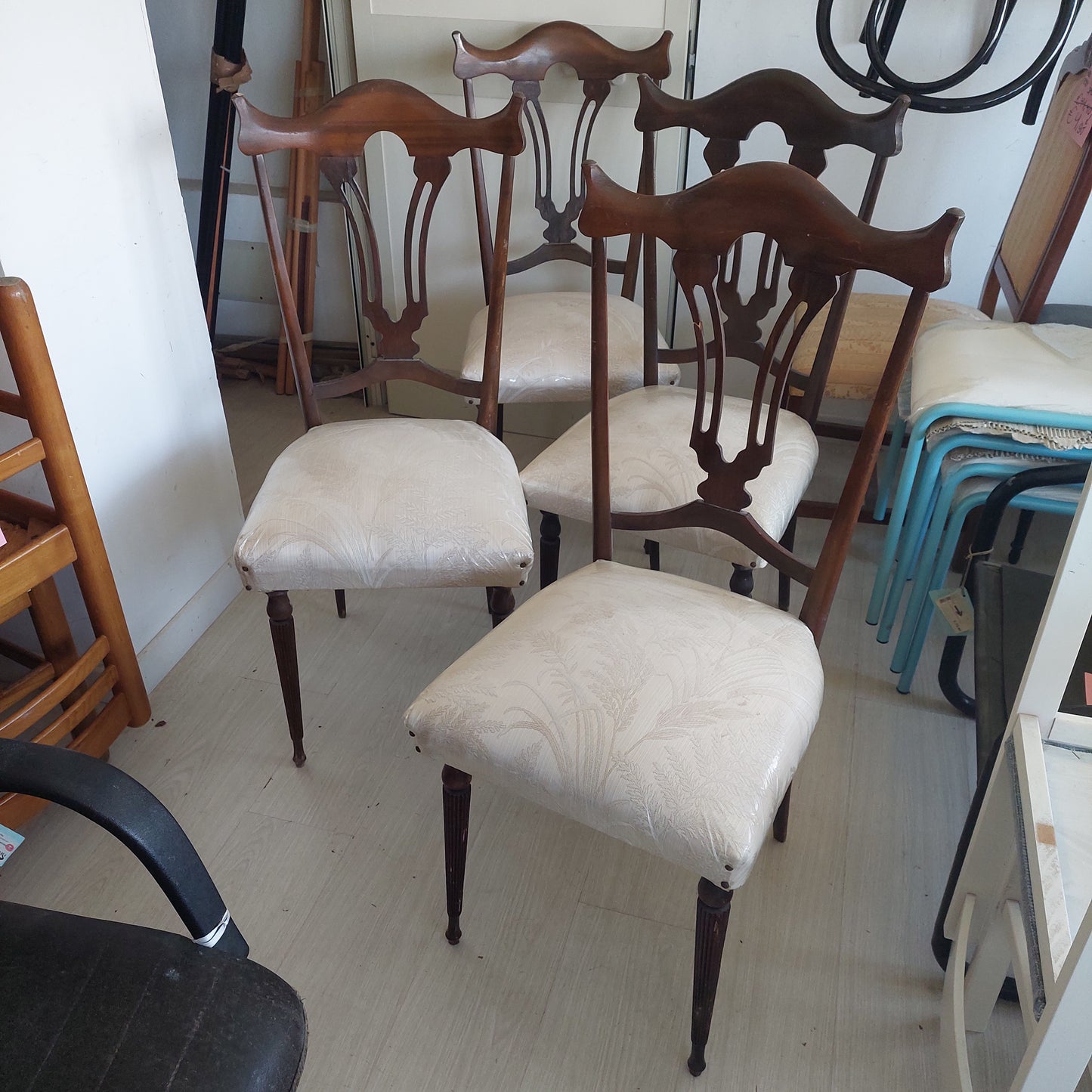 Set/4 Sedie Legno Imb. Anni 50