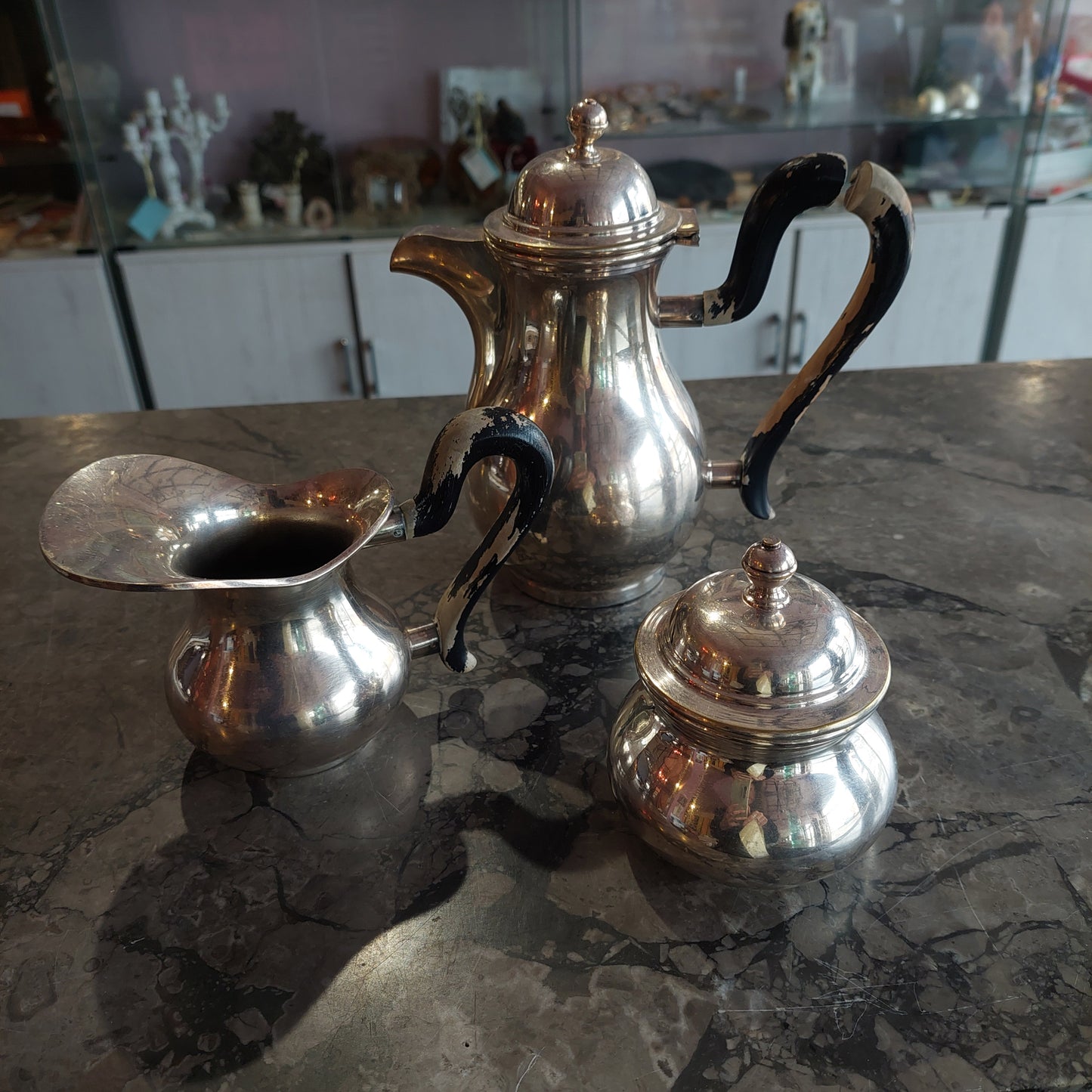Set/3 Pezzi* Caffè Silver Plated Vintage Stile Inglese