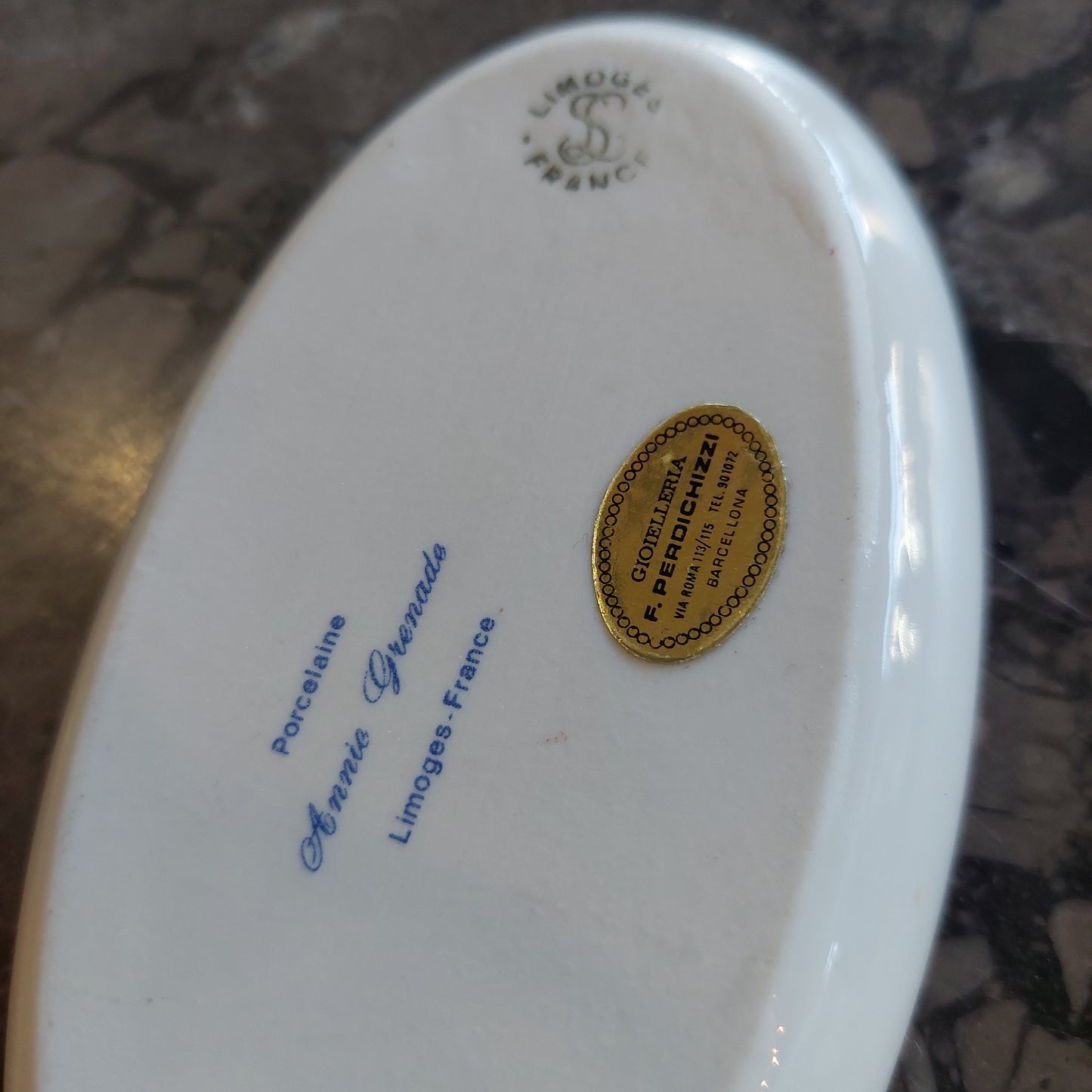 Piattino Ovale Fiori Annie Grenade Limoges France